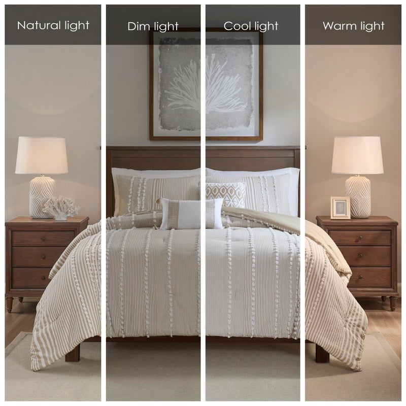 Harbor House 100% Cotton Duvet Set - Trendy Tufted Textured Design, All Season Cozy Bedding Modern Comforter Cover, Matching Shams, Anslee Pom Pom Taupe King(106"x90") 3 Piece - Image 2